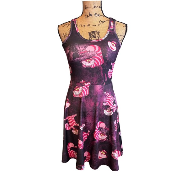 Disney Dresses & Skirts - Disney Womens Cheshire Cat Alice in Wonderland Fit & Flare Dress Purple Size XS‎
